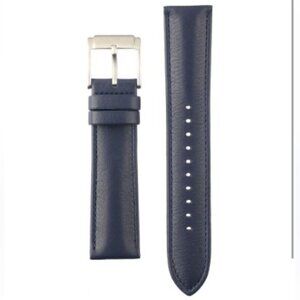 NWOT Michael Kors Navy Blue Leather Watch Band Silver Buckle Thin